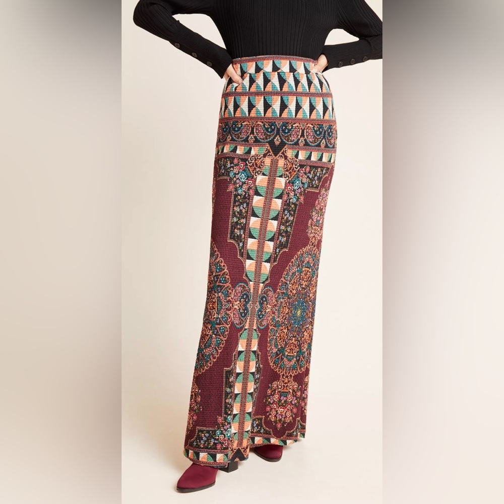 NWT FARM Rio at Anthropologie Mixed Print Maxi Skirt. Size Medium. Beaut…